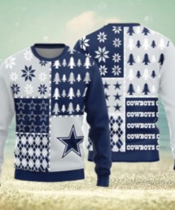 Christmas Gift Dallas Cowboys Logo Christmas Pine Trees Pattern Ugly Christmas Sweater