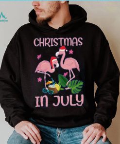 Christmas In July Pink Flamingo Wearing Santa Hat Gift Kids T Shirt