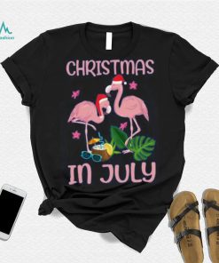 Christmas In July Pink Flamingo Wearing Santa Hat Gift Kids T Shirt