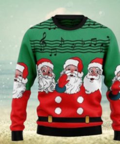 Christmas Santa Claus And Music Notes Ugly Christmas Sweater 3D Gift Christmas Funny