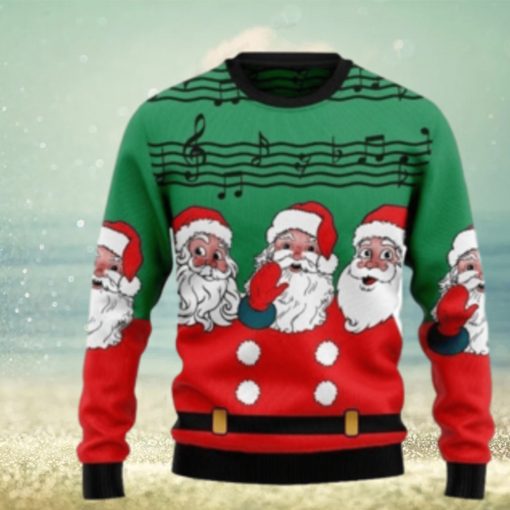 Christmas Santa Claus And Music Notes Ugly Christmas Sweater 3D Gift Christmas Funny