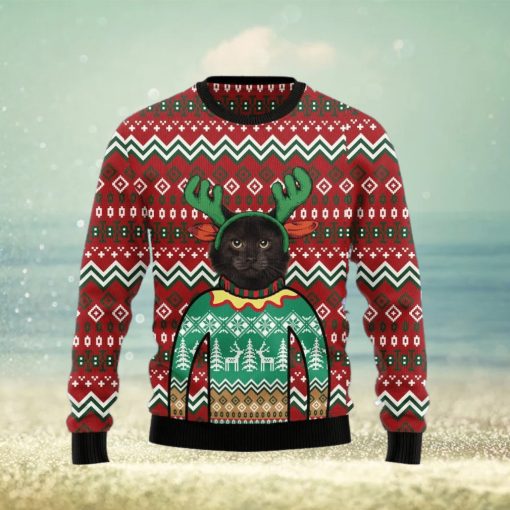 Christmas Ugly Sweater Awesome Black Cat Funny Gift For Men And Women