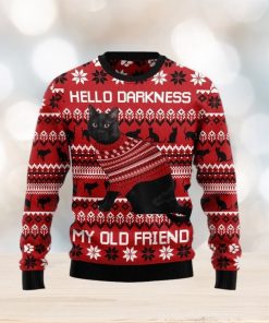 Christmas Ugly Sweater Black Cat Hello Darkness My Old Friend Funny Sweater Gift For Men And Women