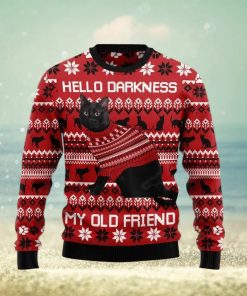 Christmas Ugly Sweater Black Cat Hello Darkness My Old Friend Funny Sweater Gift For Men And Women