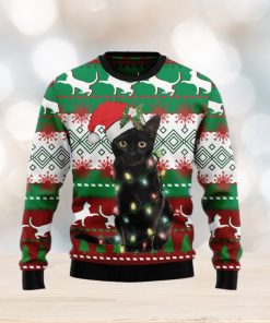 Christmas Ugly Sweater Black Cat Light Funny Sweater Gift For Men And Women