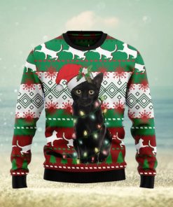 Christmas Ugly Sweater Black Cat Light Funny Sweater Gift For Men And Women