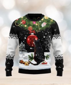 Christmas Ugly Sweater Black Cat Mirror Funny Sweater Gift For Men And Women