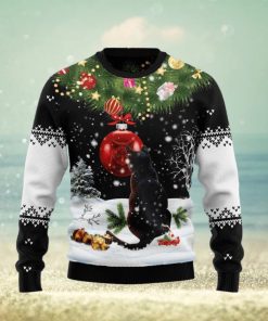 Christmas Ugly Sweater Black Cat Mirror Funny Sweater Gift For Men And Women