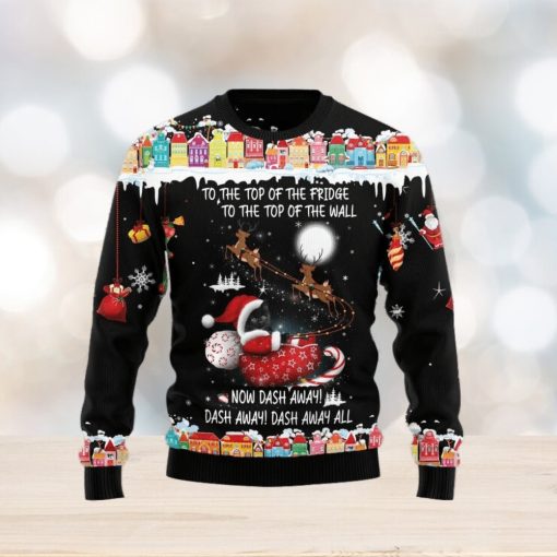 Christmas Ugly Sweater Black Cat Sleigh Christmas Funny Sweater Gift For Men And Women