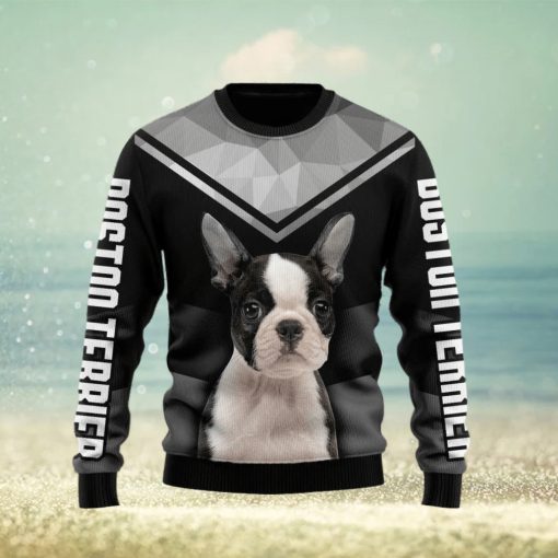 Christmas Ugly Sweater Boston Terrier Funny Sweater Gift For Men And Women