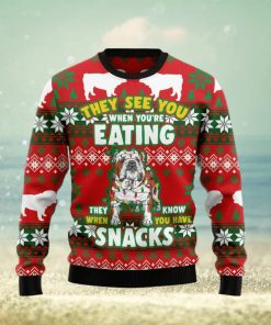 Christmas Ugly Sweater Bulldog Snacks Funny Sweater Gift For Men And Women