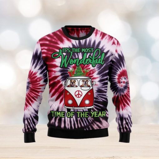 Christmas Ugly Sweater Bulldog Tie Dye Funny Sweater Gift For Men And Women