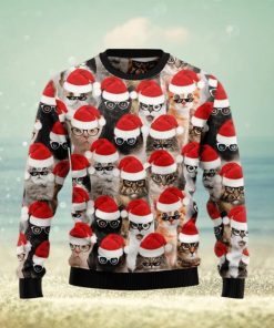 Christmas Ugly Sweater Cat Glasses Funny Sweater Gift For Men And Women