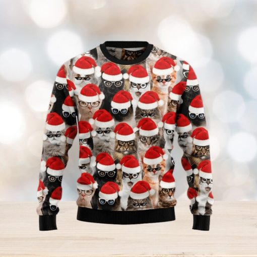 Christmas Ugly Sweater Cat Glasses Funny Sweater Gift For Men And Women