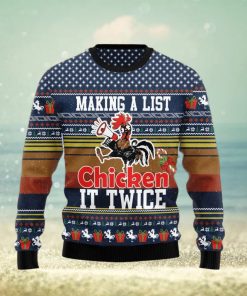 Christmas Ugly Sweater Chicken It Twice Funny Sweater Gift For Men And Women