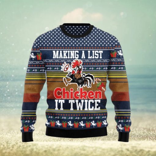 Christmas Ugly Sweater Chicken It Twice Funny Sweater Gift For Men And Women