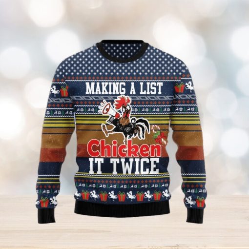 Christmas Ugly Sweater Chicken It Twice Funny Sweater Gift For Men And Women