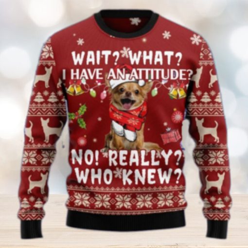 Christmas Ugly Sweater Chihuahua Attitude Funny Sweater Gift For Men And Women