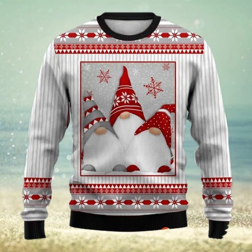 Christmas Ugly Sweater Christmas Gnome Print Crew Neck Sweatshirt Christmas