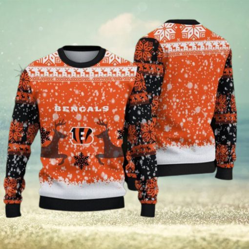 Cincinnati Bengals Fans Reindeer Fireplace Knitted Christmas Sweater