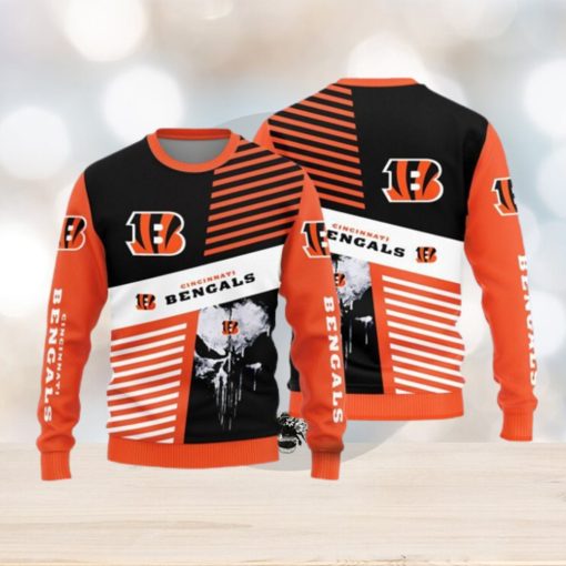 Cincinnati Bengals Skull Pattern Knitted Sweater For Christmas