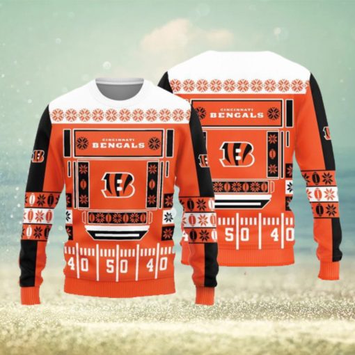 Cincinnati Bengals Teams Ball Snowfalke Pattern Knitted Sweater For Christmas