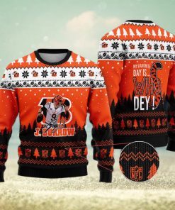 Cincinnati Bengals – Joe Burrow #9 Super Bowl My Favorite Day Is Whoo Dey Ugly Christmas Sweater