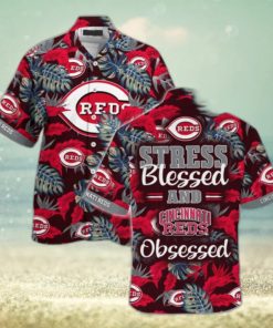 Cincinnati Reds MLB Summer Hawaiian Shirt And Shorts, Stress Blessed Obsessed For Fans