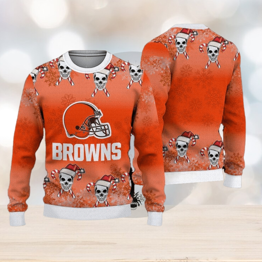 Cleveland Browns Christmas Skull All Over Print Jingle Ugly Sweater
