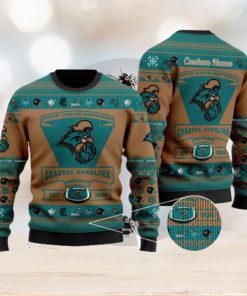 Coastal Carolina Chanticleers Team Custom Name Ugly Christmas Sweater For Men And Women Sport Gift