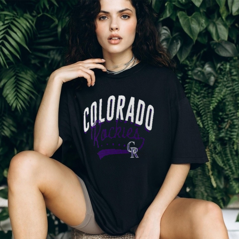 Women's G-III 4Her by Carl Banks White Colorado Rockies Team Graphic Fitted T-Shirt