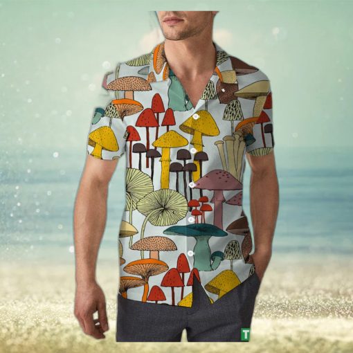 Colorful Mushroom Hippie Style Unisex 3D Hawaiian Shirt Signature Gift For Men And Women Holiday