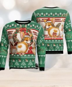 Corgi Pine Tree Pattern Funny Ugly Christmas Sweater