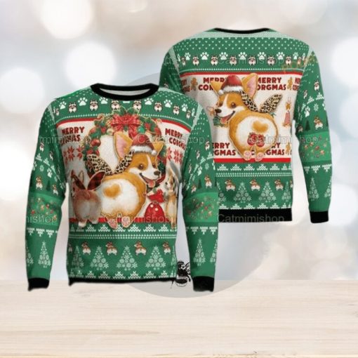 Corgi Pine Tree Pattern Funny Ugly Christmas Sweater