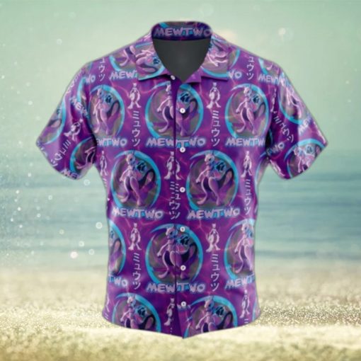 Cosmic Mewtwo Pokemon Button Up Hawaiian Shirt