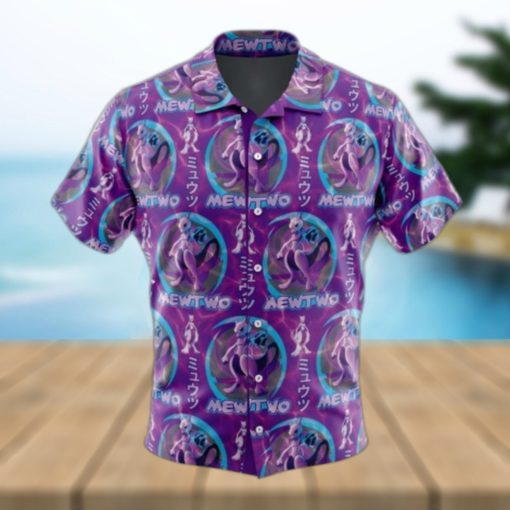 Cosmic Mewtwo Pokemon Button Up Hawaiian Shirt