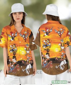 Cowboy Donald Duck Hawaiian Shirt Donald Duck Western Hawaii Shirt Disneyworld Summer Aloha Shirt