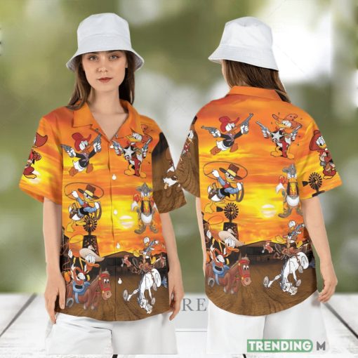 Cowboy Donald Duck Hawaiian Shirt Donald Duck Western Hawaii Shirt Disneyworld Summer Aloha Shirt