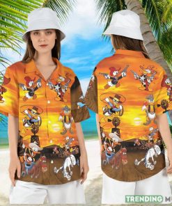 Cowboy Donald Duck Hawaiian Shirt Donald Duck Western Hawaii Shirt Disneyworld Summer Aloha Shirt