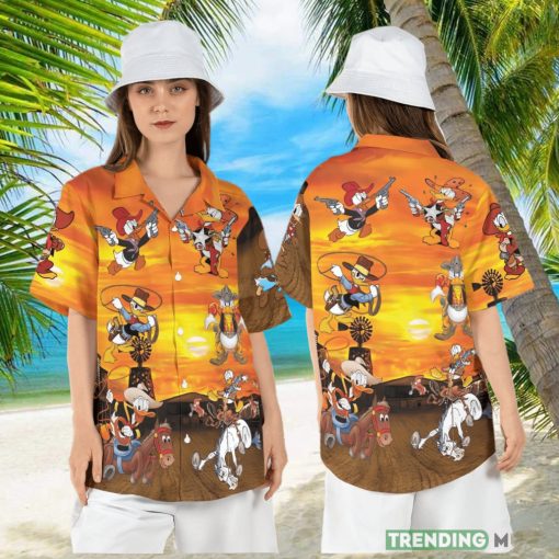 Cowboy Donald Duck Hawaiian Shirt Donald Duck Western Hawaii Shirt Disneyworld Summer Aloha Shirt