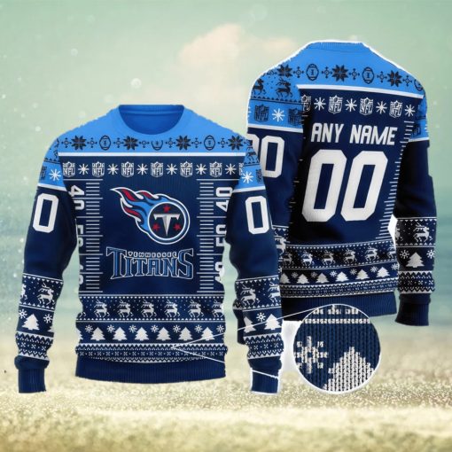 Custom Name And Number NFL Tennessee Titans Team Ugly Christmas Sweater Christmas Gift