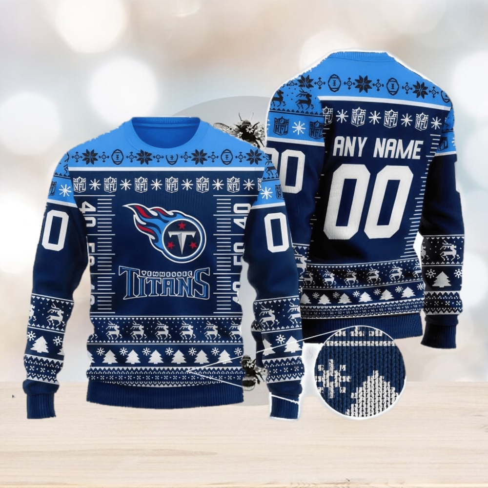 Custom Name And Number NFL Tennessee Titans Team Ugly Christmas