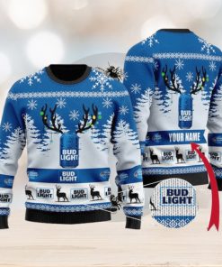 Custom Name B U D Light Beer 3d All Over Print Ugly Christmas Sweater