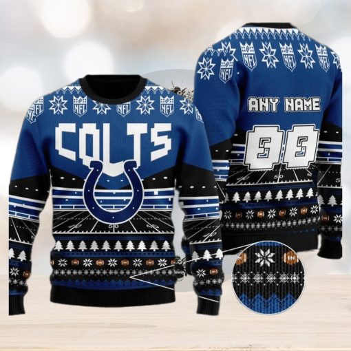 Custom Name Number Nfl Indianapolis Colts Rugby Stadium Ugly Christmas Sweater