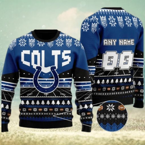 Custom Name Number Nfl Indianapolis Colts Rugby Stadium Ugly Christmas Sweater