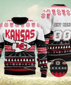 Custom Name Number Nfl Kansas City Chiefs Rugby Stadium Ugly Christmas Sweater