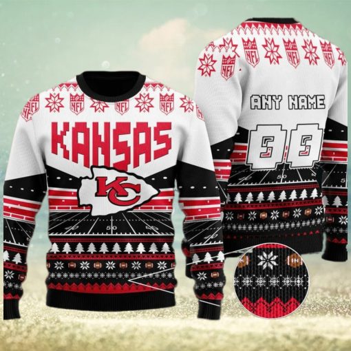 Custom Name Number Nfl Kansas City Chiefs Rugby Stadium Ugly Christmas Sweater