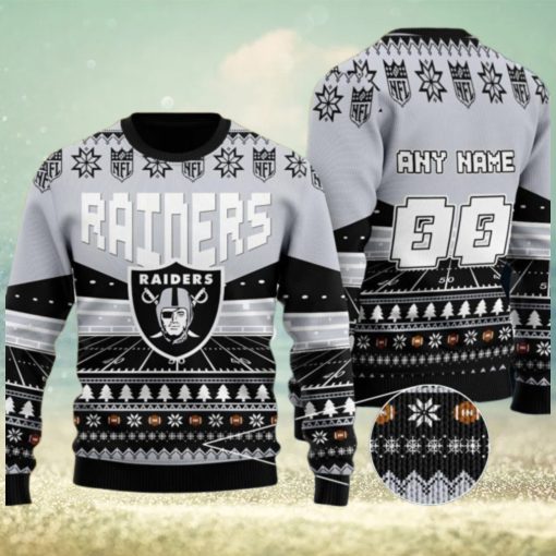 Custom Name Number Nfl Las Vegas Raiders Rugby Stadium Ugly Christmas Sweater