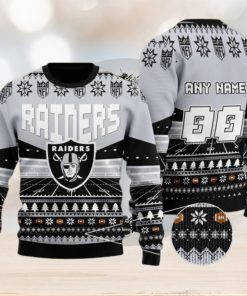 Custom Name Number Nfl Las Vegas Raiders Rugby Stadium Ugly Christmas Sweater