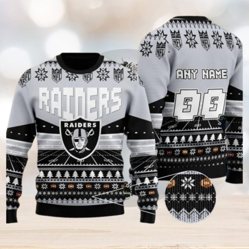 Custom Name Number Nfl Las Vegas Raiders Rugby Stadium Ugly Christmas Sweater